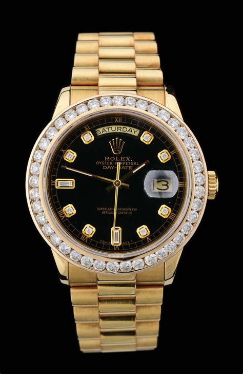 rolex gold with black face|18k gold rolex with diamonds.